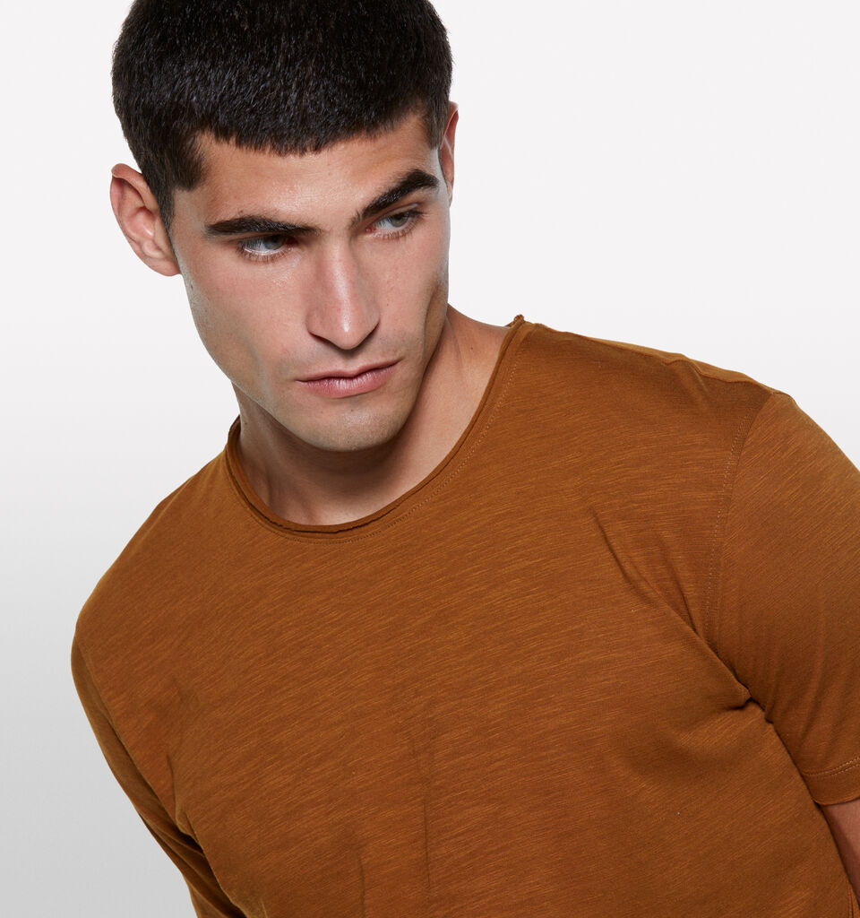Terracotta slim fit short sleeve t-shirt - men's short sleeve t-shirts - Burnt | Sisley image number 4